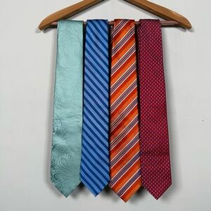 Men’s 100% Silk Necktie Bundle, Excellent Condition, 4 Silk Ties